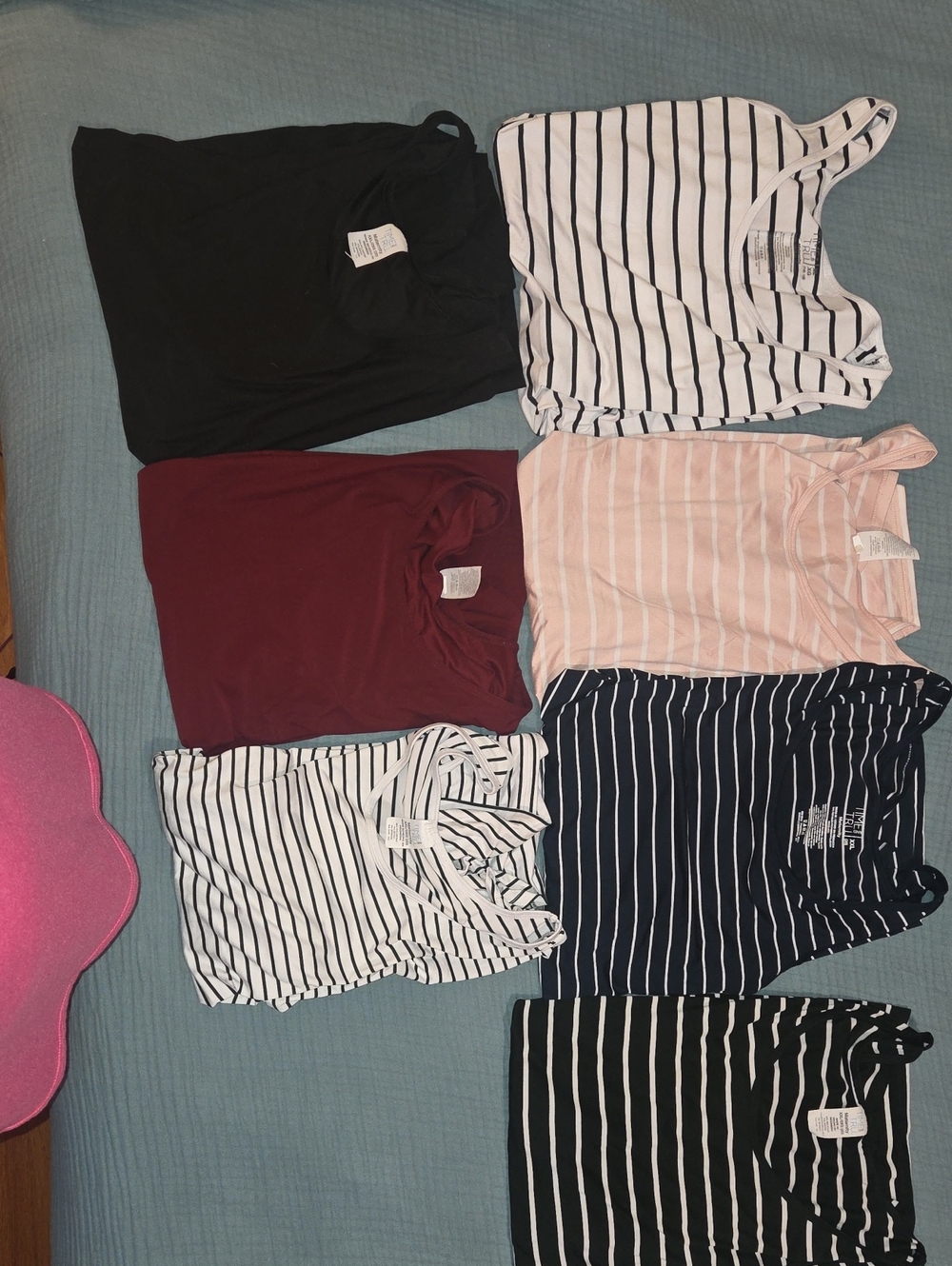 Mixed Striped/Solid Maternity Tank Top Lot - Black, White, Navy, Blush, Burgundy